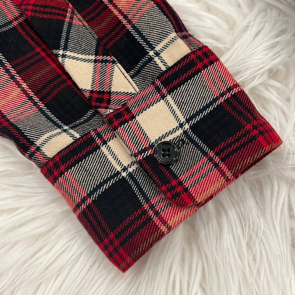 Maje Red Plaid Long Sleeve Shirt Dress - Picture 16 of 16